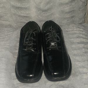 Kid's Black Leather Dress Shoes
